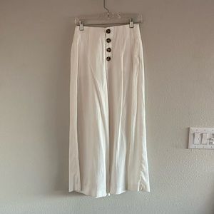 Zara high-waist cropped white pants
